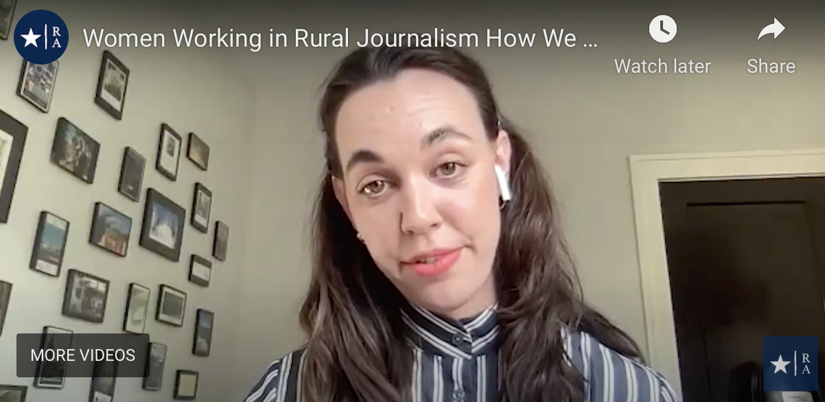Caroline on Rural Journalism Zoom
